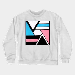 Pink Blue Black White Geometric Abstract Acrylic Painting Crewneck Sweatshirt